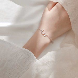 NEW Silver / Rose Gold Simple Moon Star Bracelet